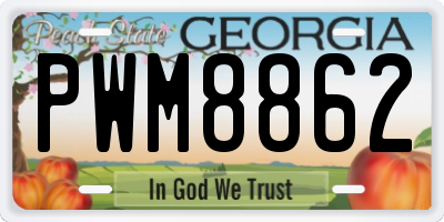 GA license plate PWM8862