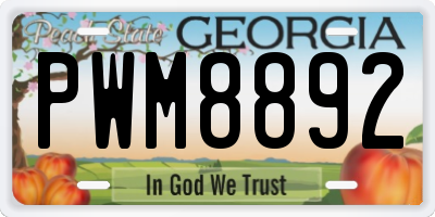 GA license plate PWM8892