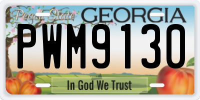 GA license plate PWM9130