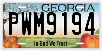 GA license plate PWM9194