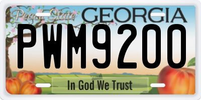 GA license plate PWM9200