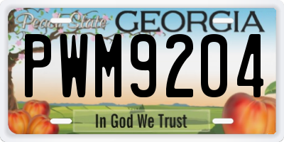 GA license plate PWM9204