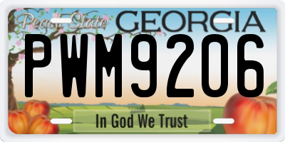 GA license plate PWM9206