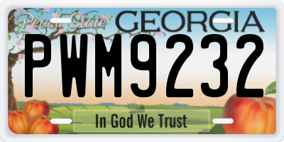 GA license plate PWM9232