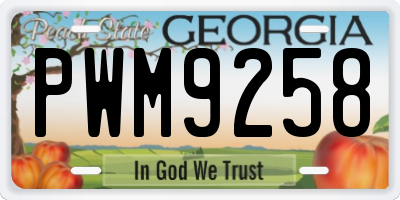 GA license plate PWM9258