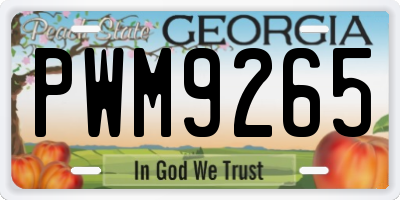 GA license plate PWM9265