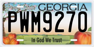 GA license plate PWM9270
