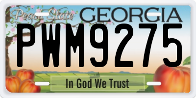 GA license plate PWM9275