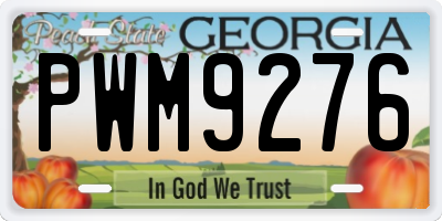 GA license plate PWM9276