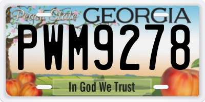 GA license plate PWM9278