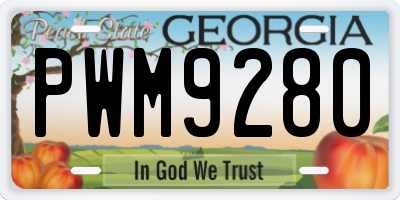 GA license plate PWM9280