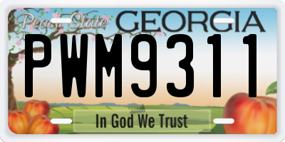 GA license plate PWM9311