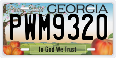GA license plate PWM9320