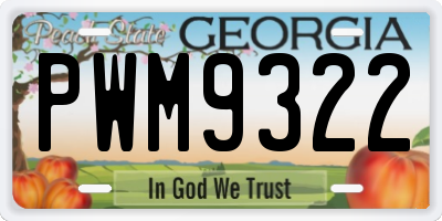 GA license plate PWM9322