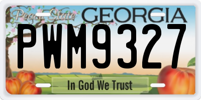 GA license plate PWM9327