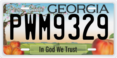 GA license plate PWM9329