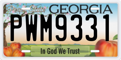 GA license plate PWM9331