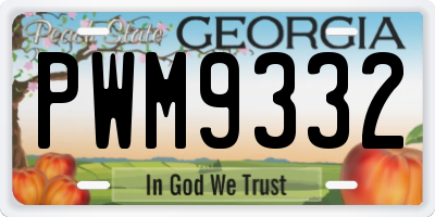 GA license plate PWM9332