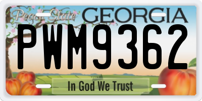 GA license plate PWM9362