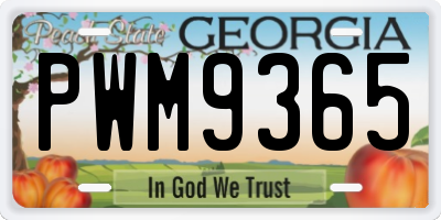 GA license plate PWM9365