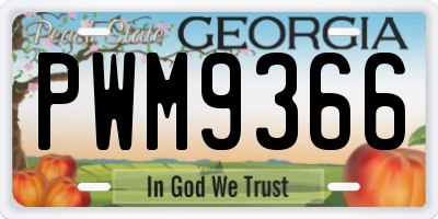 GA license plate PWM9366