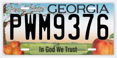 GA license plate PWM9376