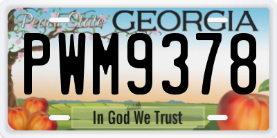 GA license plate PWM9378