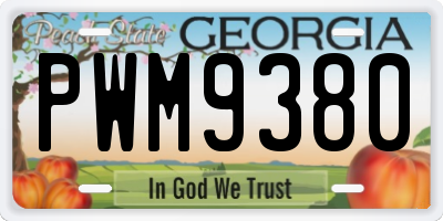 GA license plate PWM9380