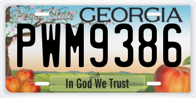 GA license plate PWM9386