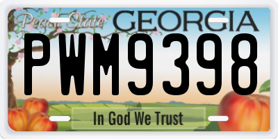 GA license plate PWM9398