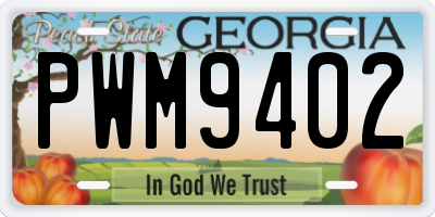 GA license plate PWM9402