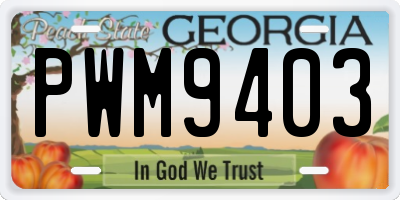 GA license plate PWM9403