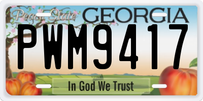 GA license plate PWM9417