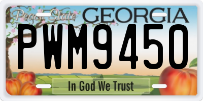 GA license plate PWM9450