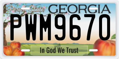 GA license plate PWM9670