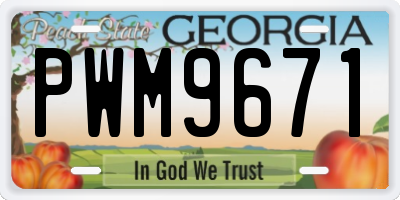 GA license plate PWM9671