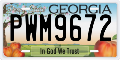 GA license plate PWM9672