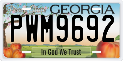 GA license plate PWM9692