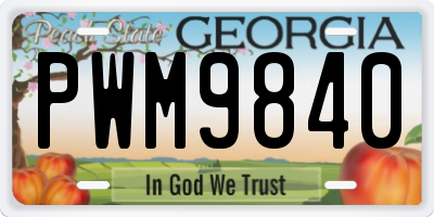 GA license plate PWM9840
