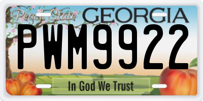 GA license plate PWM9922