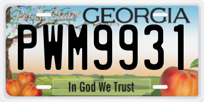 GA license plate PWM9931
