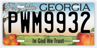 GA license plate PWM9932
