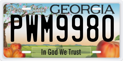 GA license plate PWM9980