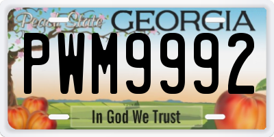 GA license plate PWM9992