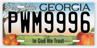 GA license plate PWM9996