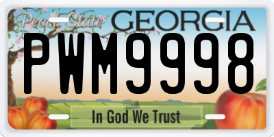 GA license plate PWM9998