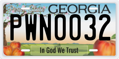 GA license plate PWN0032