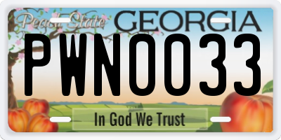 GA license plate PWN0033