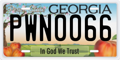 GA license plate PWN0066