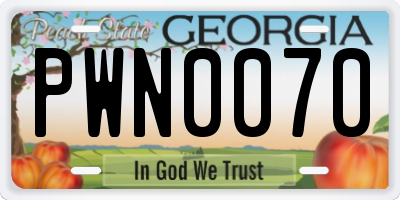 GA license plate PWN0070